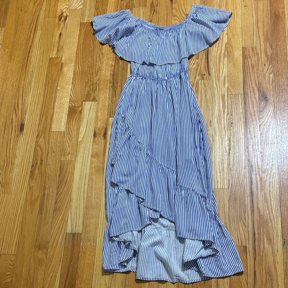 Aqua Blue and White Striped Dress from Bloomingdale’s